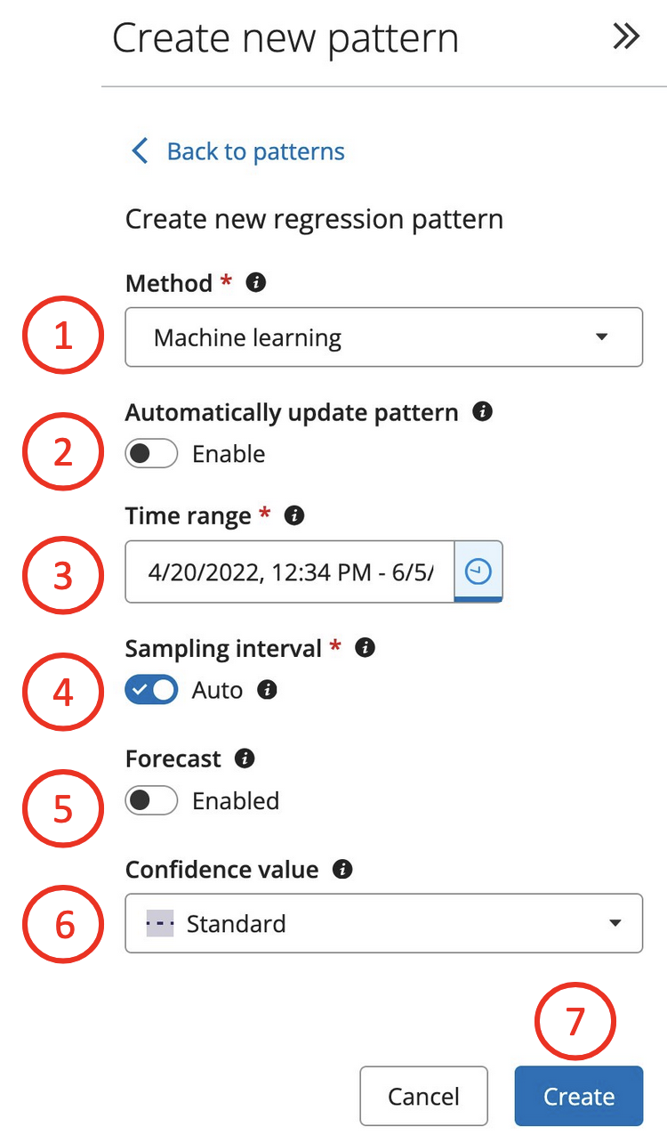 Regression pattern creation page