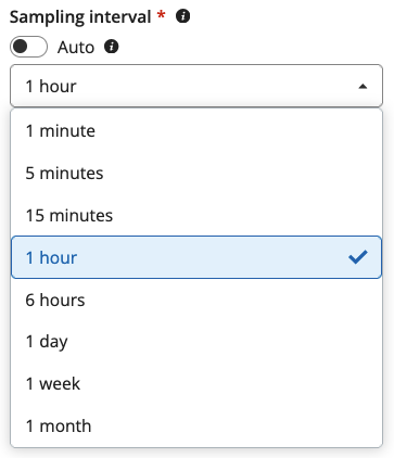 Sampling interval options with auto update
